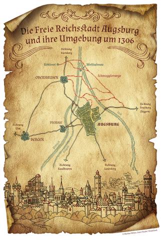 Illustration einer historischen Karte für »Herrin der Schmuggler« von Peter Dempf (erschienen bei Bastei Lübbe)